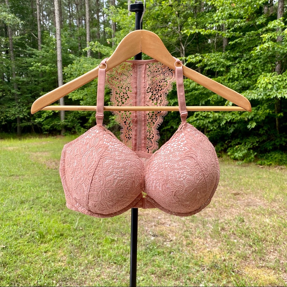VICTORIA'S SECRET Very Sexv push-up/ 38DD/E85 razorback bra pink-ish rhinestone